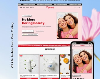 Shopify-Theme für Beauty-Produkte | Pigment OS 2.0 | Website-Vorlage für Kosmetikboutiquen | Kräftig pinkes Shopify-Shop-Theme für Beauty-Marken