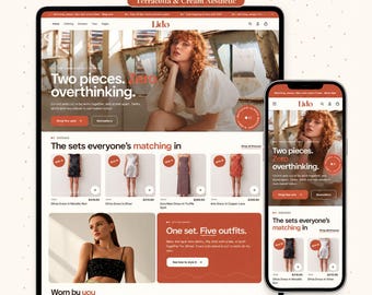 Shopify Theme Boutique | Lido OS 2.0 | Passende Bekleidungssets für Shopify | Shopify Theme: Terrakotta-Creme-Röcke, Kleider, Oberteile