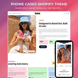 Shopify-tema för telefonskal | Axis OS 2.0 | Mall för utskrift på begäran | Djärv design