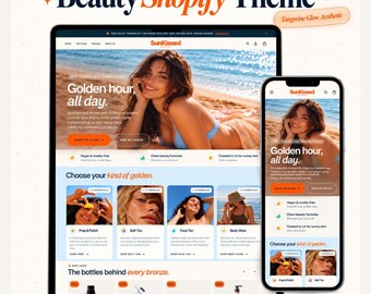 Shopify-Theme „Bräunung“ | Sun Kissed OS 2.0 | Shopify-Theme „Selbstbräunung und Hautpflege“ | Shopify-Theme „Orange Navy Body Glow“ | Shopify-Shop-Theme