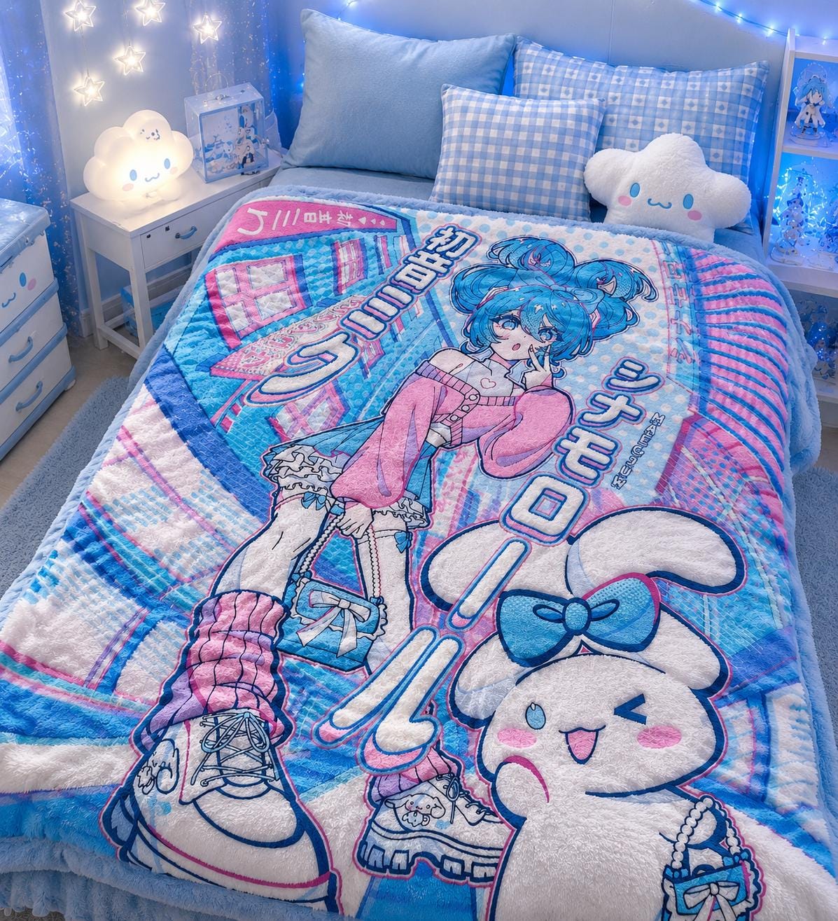 Kawaii Anime Velveteen Plush Blanket 60" x 80"