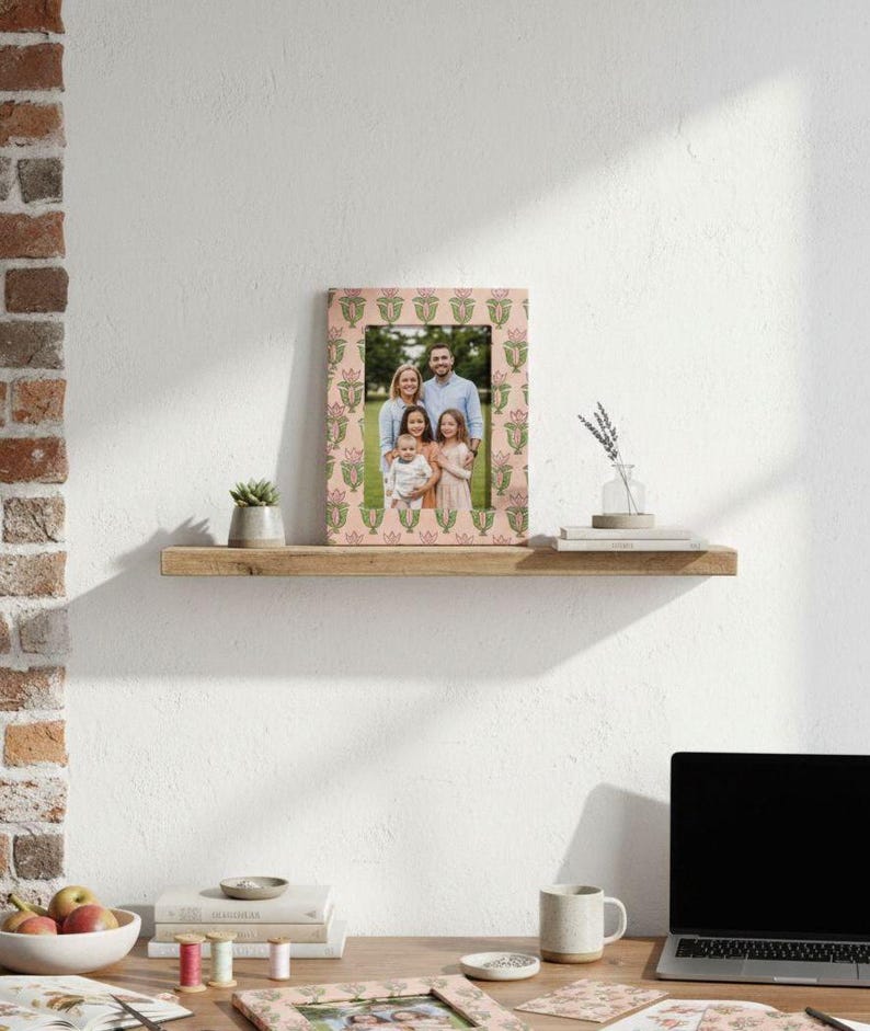 Block Print Frame Handmade Block Print Photo Frame, Indian Floral Fabric Frame, Boho ...