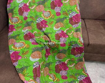 Handgefertigte Patchworkdecke Kantha Quilt Boho Bettüberwurf Baumwolle Decke Boho Quilt Schlafzimmerdeko Quilt