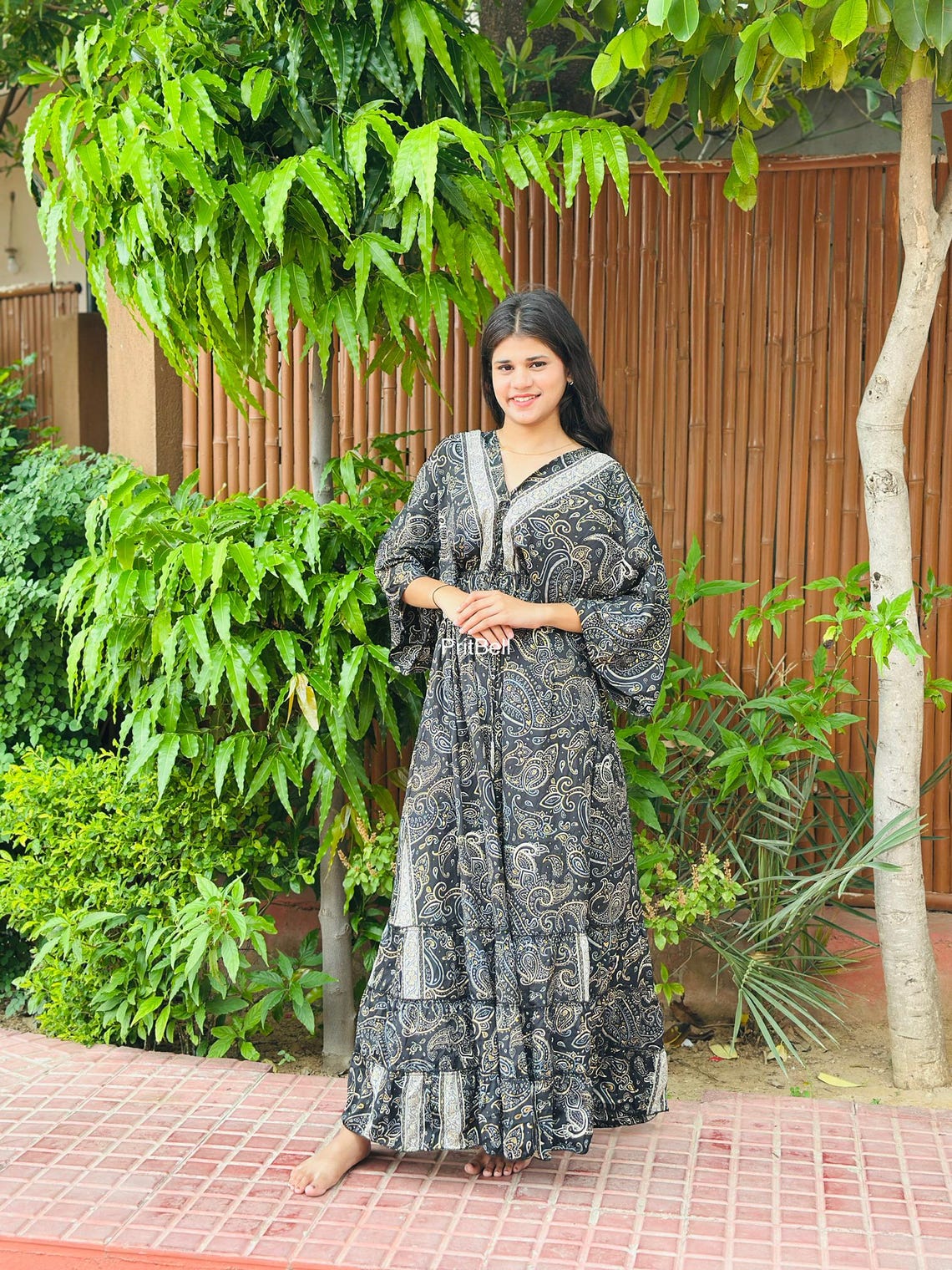 vintage handmade wrap silk dress, maxi dress, Indian Blends silk, boho style, ibiza dress, long dress, foto 2 di 5