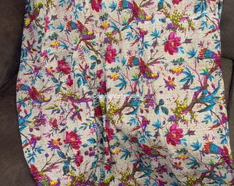 Indian kantha Quilt Handmade Kantha Throw, Indian Quilts, Cotton Kantha, bohemian quilt, Indian Kantha, Boho Quilt, kantha