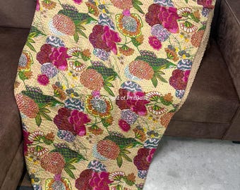 Indiase kantha-deken, Indiase katoenen kantha-quilts, kantha-sprei, 100% katoen, handblokkantha-quilt, gudari-katoen