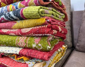 Wholesale Lot Of Indian Vintage Kantha Quilts, Bohemian Kantha Blankets, Hippie Cotton Throws