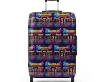 Neon Swagger401 Hard Shell Suitcase | Custom Cyberpunk Luggage Carry On Travel Case