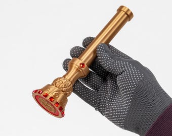 Lone Wolf Seal Prop 3D Printed Fantasy Cosplay Stamp with Red Crystal Details Rose Seal Head Handcrafted Accessory for Display Photoshoots