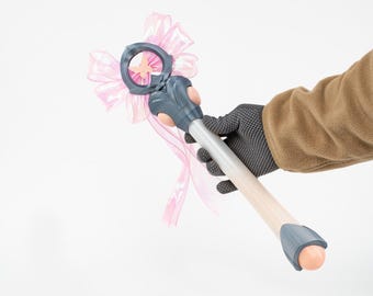 Pink Fantasy Wand Prop 3D Printed Hand-Painted Ribbon Detail Magic Staff Cosplay Accessory Desktop Display Piece Gamer Setup Fans Collectors