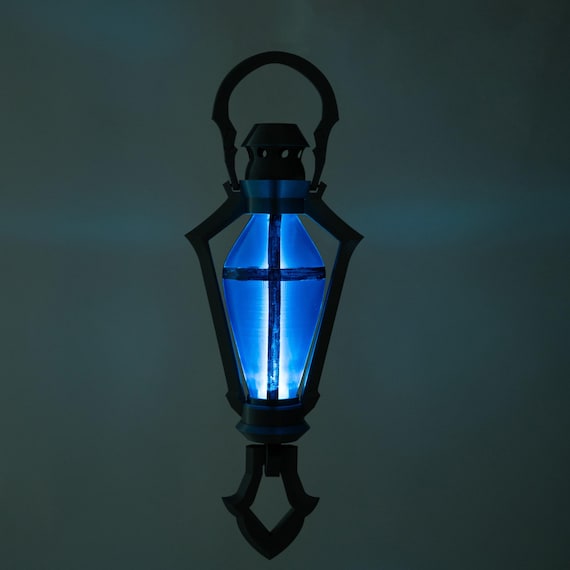 Fantasy Lantern Light Staff Prop 3D Printed Handheld Design with Translucent Blue Core Hand-Painted Details Cosplay Displays Collector Use