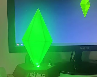 Green Floating Diamond RGB Desk Lamp App Controlled Color Changing Night Light Interchangeable Shell Life Simulation Gamer Decor Gaming Room