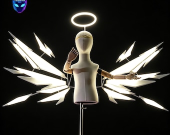 Arknights Exusiai Angel Wings Cosplay Glowing Wings EVA 3D Printed Prop New Testament Exusiai Wings Anime Costume Accessory