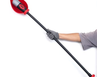 Red Metallic Microphone Staff Prop 3D Printed Full Detachable Fantasy Cosplay Accessory with Glossy Mic Head for Stage Events and Display
