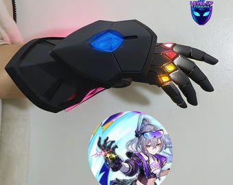 Futuristic Silver Gauntlet 3D Printed PLA Cosplay Prop Anime Collectible Fans and Cosplayers Adjustable Size Custom Fit Costume Accessory