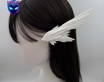 White Cyberpunk Mecha Wing Hair Clip 3D Printed PLA Cosplay Accessory Sci Fi Headpiece