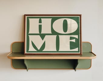 Typografie-Poster für Zuhause, grüne Retro-Wandkunst, Druck mit fetten Buchstaben, Einzugsgeschenk