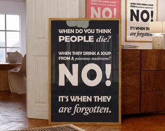 Hiruluk-Zitat-Poster, One Piece Wandbild, Typografie-Druck „Wenn Menschen sterben“, Anime-Zimmerdeko-Geschenk