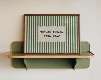 „Funkel, funkel, kleiner Stern“-Poster, grün gestreiftes Wandbild fürs Kinderzimmer, Vintage-Kinderzimmerdeko, Geschenkidee zur Babyparty