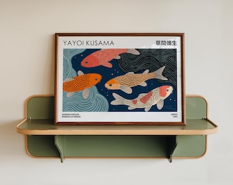 Yayoi Kusama Poster - Koi Fish Wall Art, Kusama Inspired Japanese Print - Japanese Pavilion Gallery Wall Decor - Koi Fish Art Print