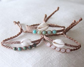 Pulsera de piedras preciosas de concha de cauri