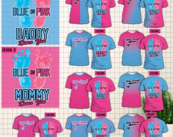 Maman papa t'aime chemise à imprimé ethnique, jolie chemise bleue ou rose pour bébé, tenue de soirée assortie pour la famille