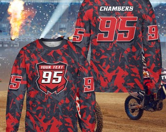 Camiseta de manga larga de motocross personalizada para jóvenes y adultos, con nombre y número de piloto personalizado, para motocross, MX, ATV, enduro, carreras 3D.
