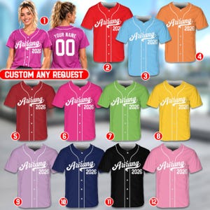 Personalized Arirang Inspired Colorful Baseball Jersey Shirt, Custom Name Number Concert Fan Gift Korean Music Tour Streetwear Button Up Top