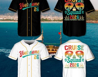 Personalized Cruise Squad 2026 Baseball Jersey, Custom Name Number Retro Family Vacation Cruise Jersey, Matching Cruise Crew Vacation Outfit