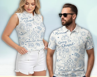 2026 Going To The Chapel Polo Shirt, Gonna Get Married Bachelorette Bride Wedding Art Collared Shirt, Girls Trip Bridal Party Gift