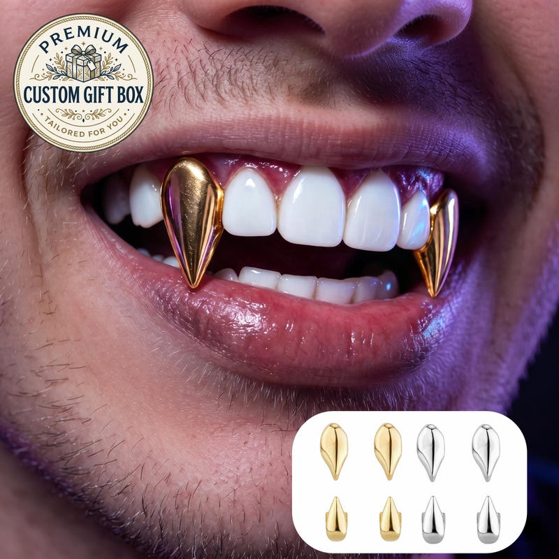 Silver Teeth Fang Caps - Etsy