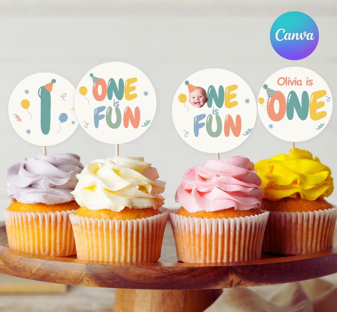 Topo de bolo "One Is Fun", para o primeiro aniversário, unissex ...