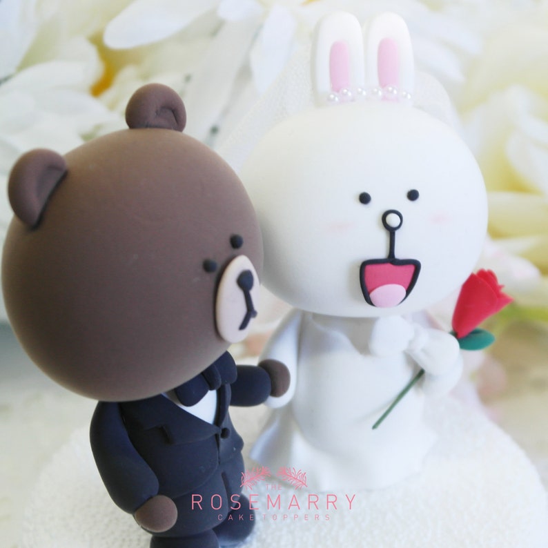 Custom Wedding Cake Topper Cute Line Character theme image 2