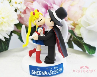 Custom Cake Topper - Sailor moon tuxedo mask kiss