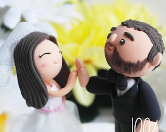 Custom Wedding Cake Topper- High-Five Couple