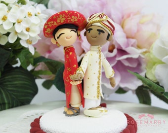 Custom Birthday Cake Topper - Vietnam Traditional Wedding