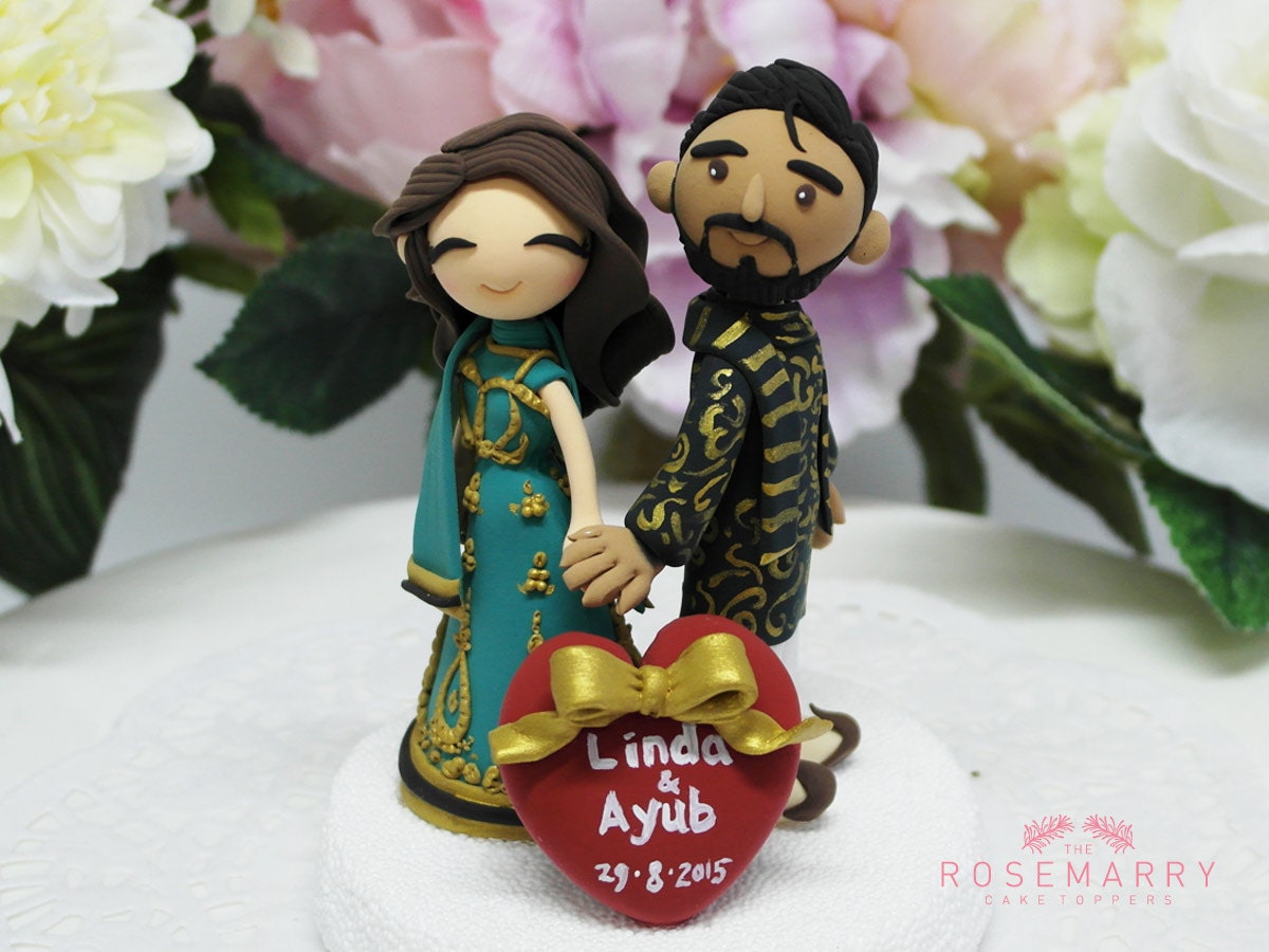 Asian Indian Pakistani personalised wedding cake toppers