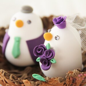 Personalisierter Hochzeitstorte Topper - Liebesvögel im Nest