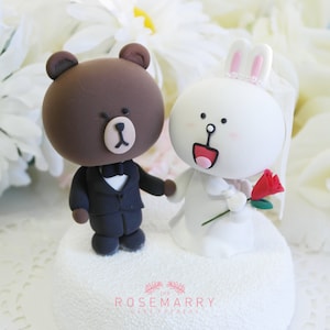 Custom Wedding Cake Topper - Cute Line Character theme