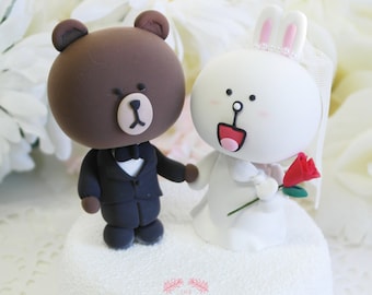 Custom Wedding Cake Topper - Cute Line Character theme