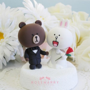 Custom Wedding Cake Topper Cute Line Character theme image 4