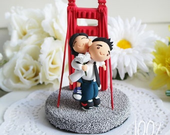 Custom Wedding Cake Topper- Piggy back pose at Golden Brigde