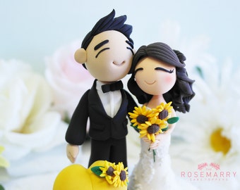 Custom Cake Topper- Love in sunflowers