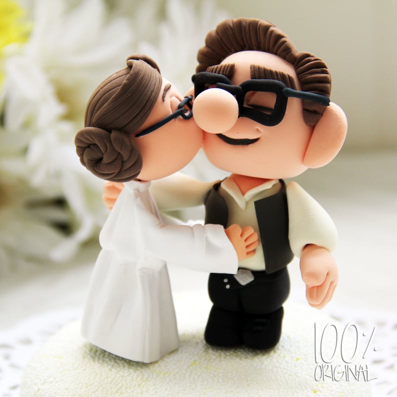 Custom Wedding Cake Topper Star Wars Kissing Couple UP image 2