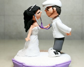 Custom Cake Topper- Doctor and Artist Theme Wedding Cake Topper