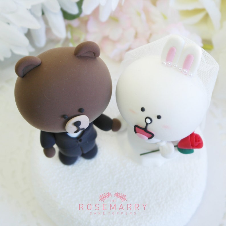 Custom Wedding Cake Topper Cute Line Character theme image 3