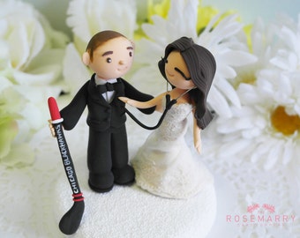 Custom Cake Topper- Hockey Player & Doctor Couple