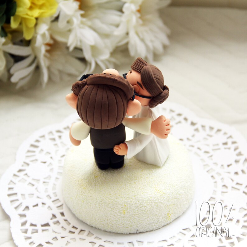 Custom Wedding Cake Topper Star Wars Kissing Couple UP image 4