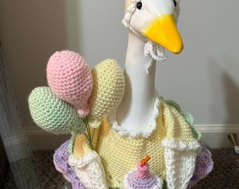 Happy Birthday Goose Outfit (for 23" porch/garden goose)