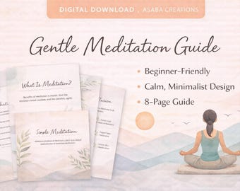Guia de Meditação, Download Digital de Mindfulness, Meditação Guiada para Iniciantes, Ferramenta Simples de Autoajuda para Alívio do Estresse
